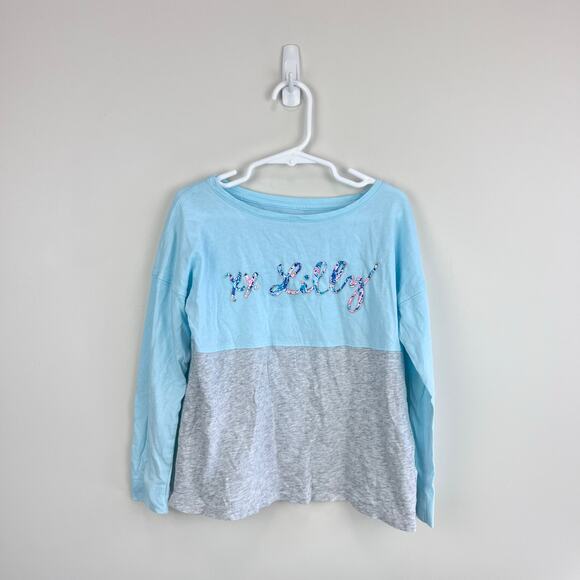 Lilly Pulitzer Girls Mini Finn T-Shirt Blue Oasis M 6-7 - Picture 1 of 4